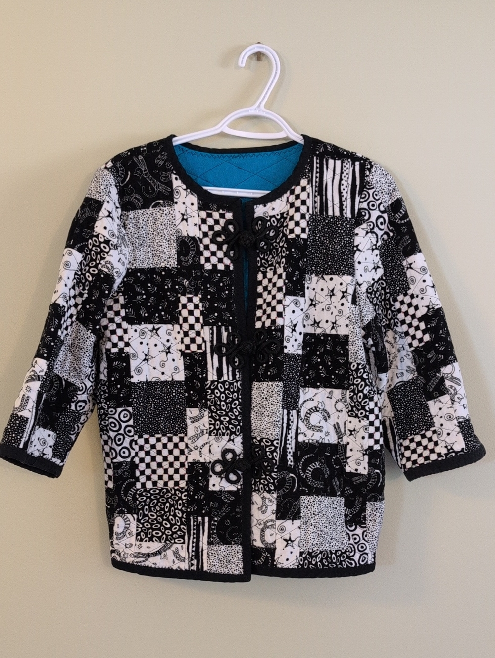 Women's Black & White Patchwork Quilted Jacket
